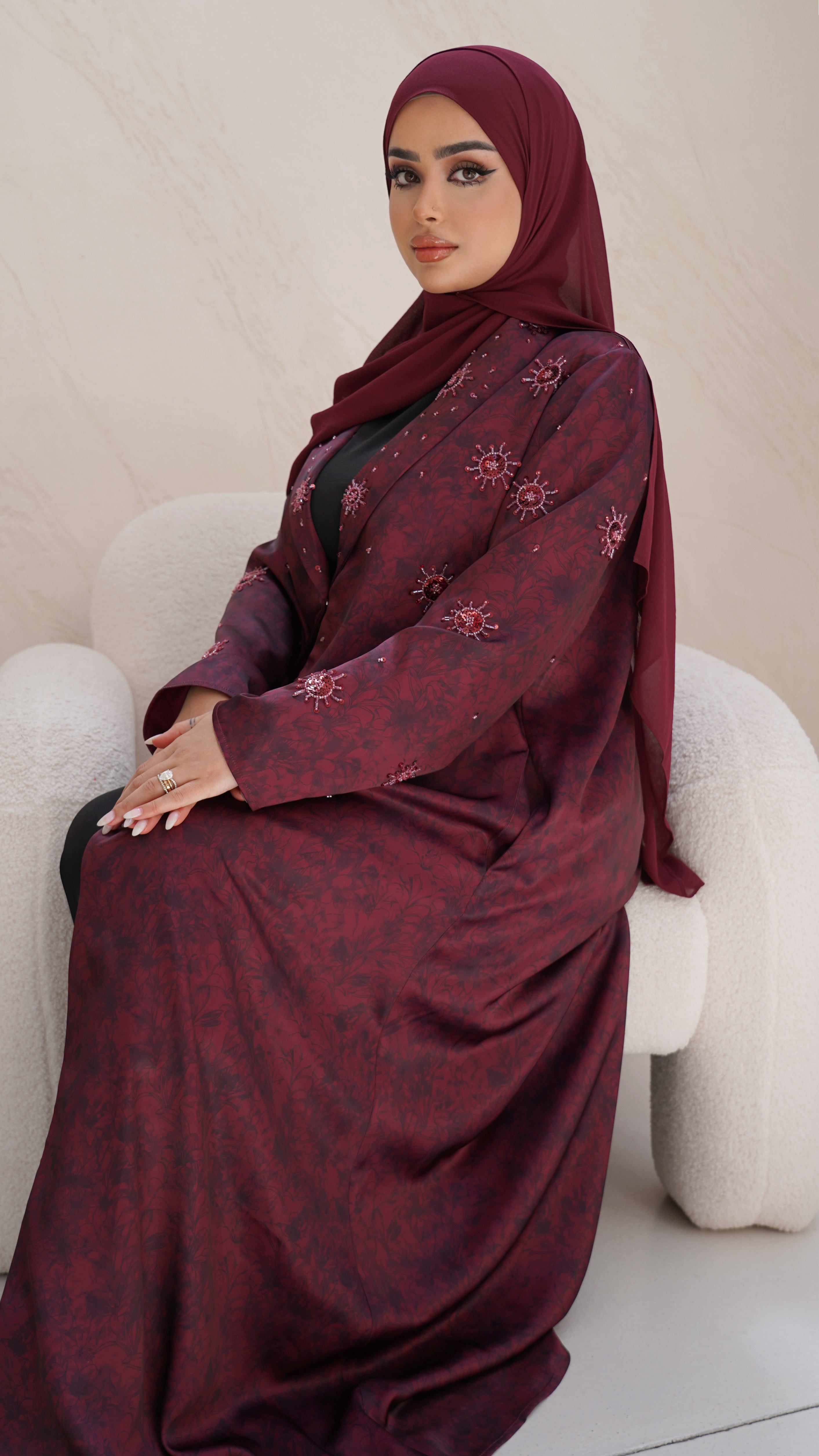 Yasmin Abaya in Burgundy