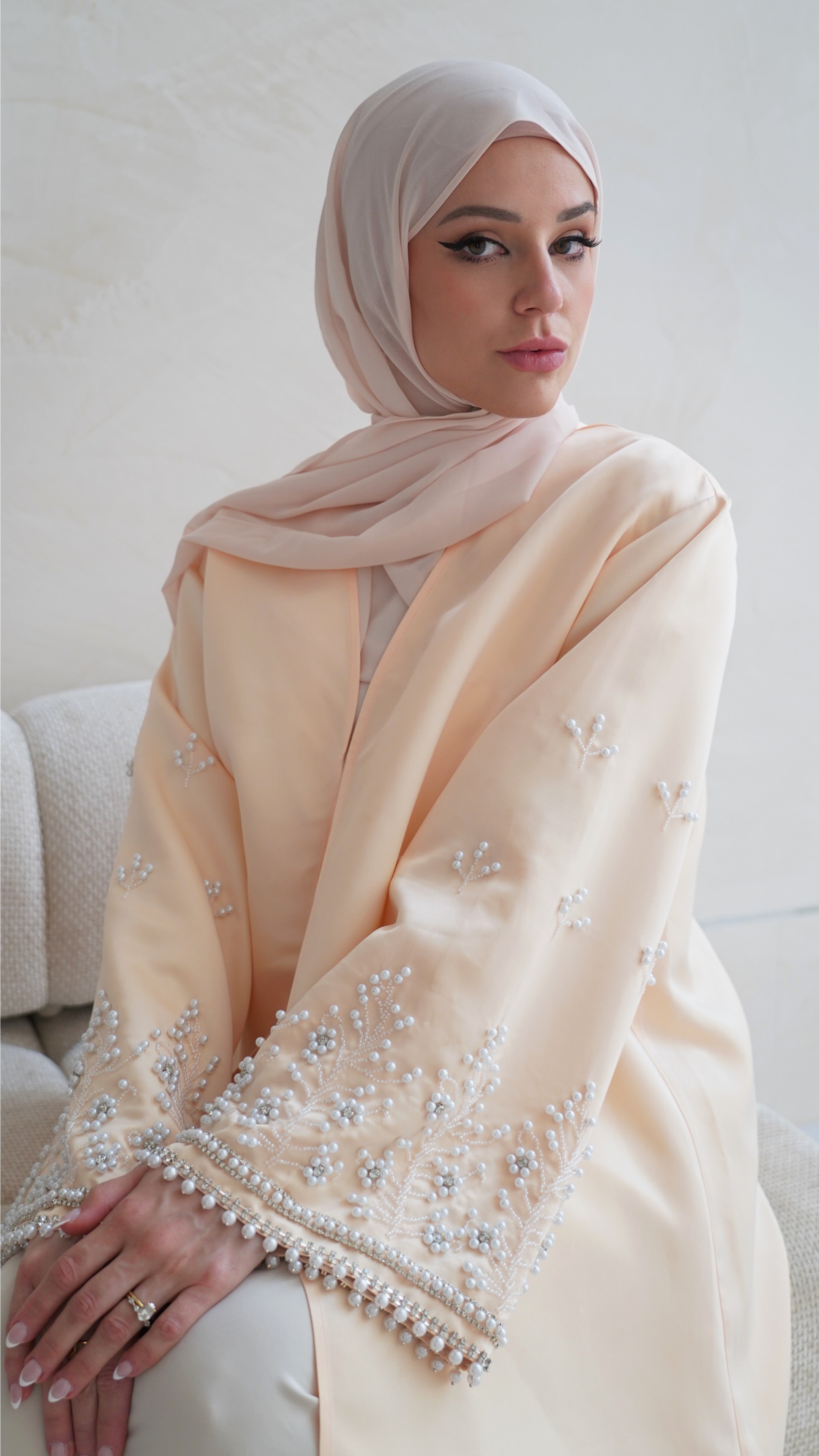 Rawan Abaya in Nude Peach