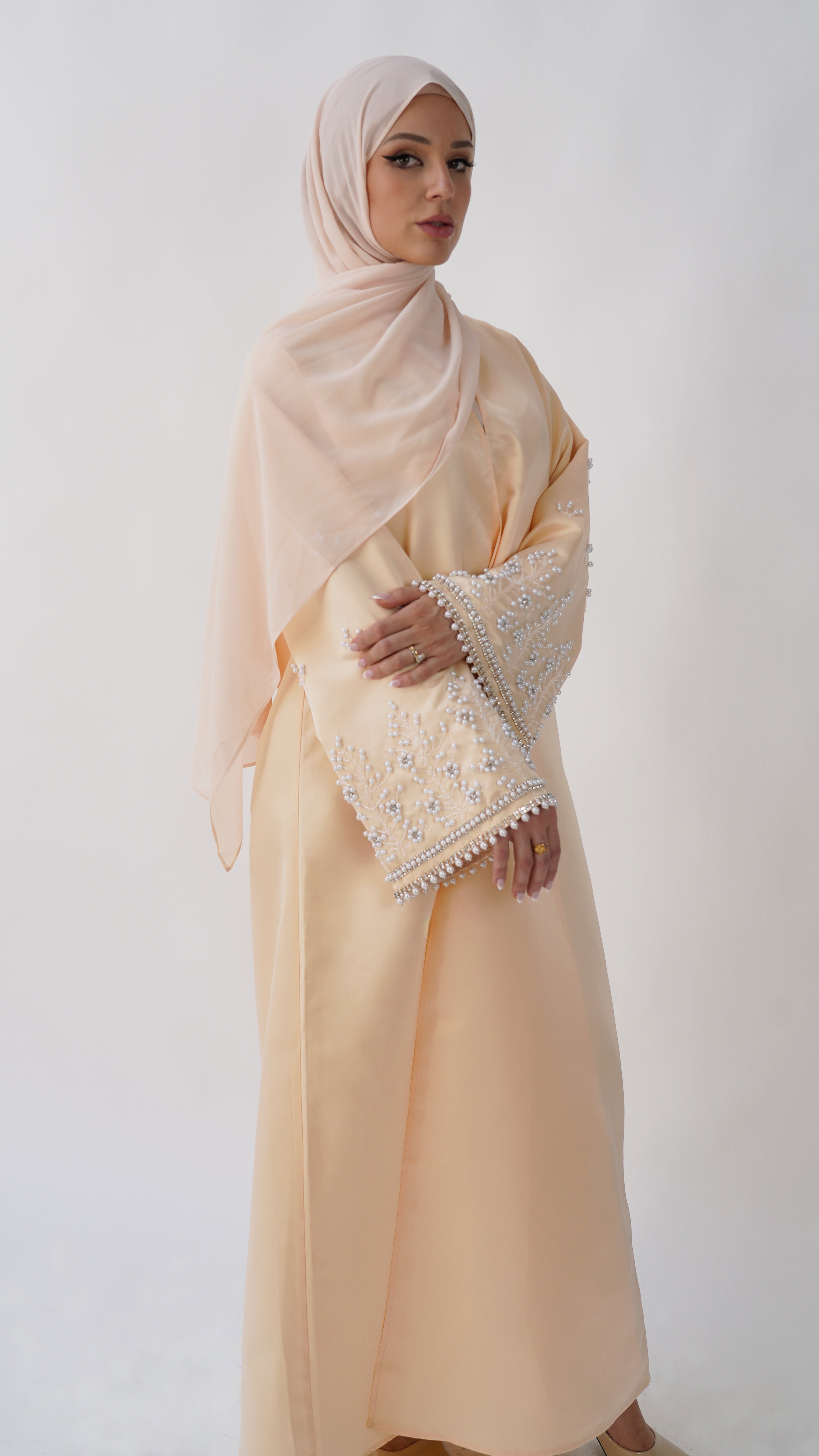Rawan Abaya in Nude Peach