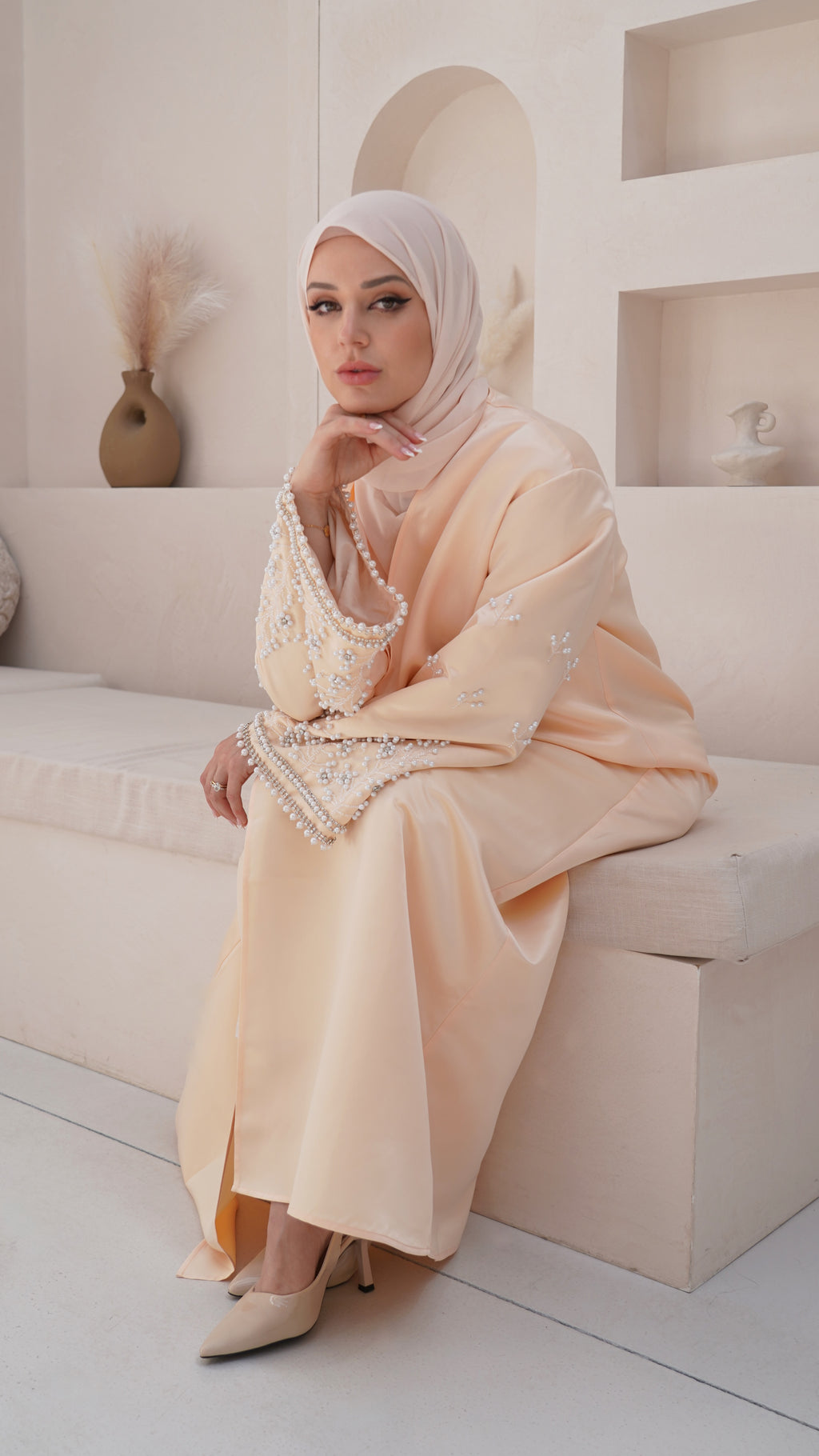 Rawan Abaya in Nude Peach